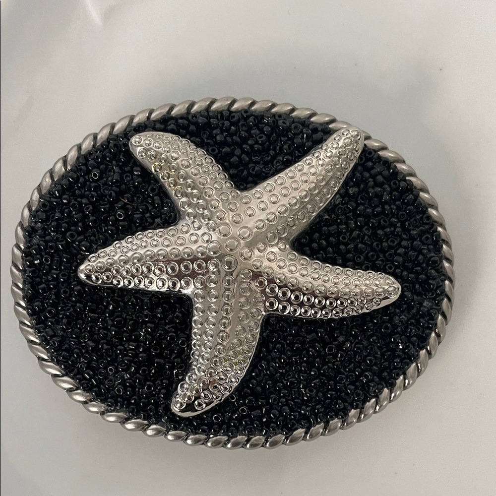 Starfish Silver and Black Belt Buckle